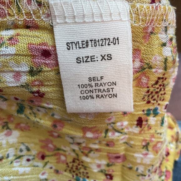 Alter'd State Yellow & Pink Boho/Peasant/Hippy/Cottage Tiered Open Back Top XS - Picture 6 of 8